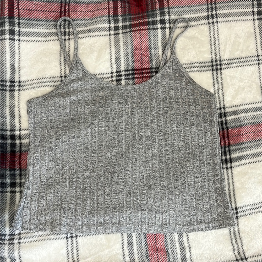 Gray Ribbed Crop Camisole